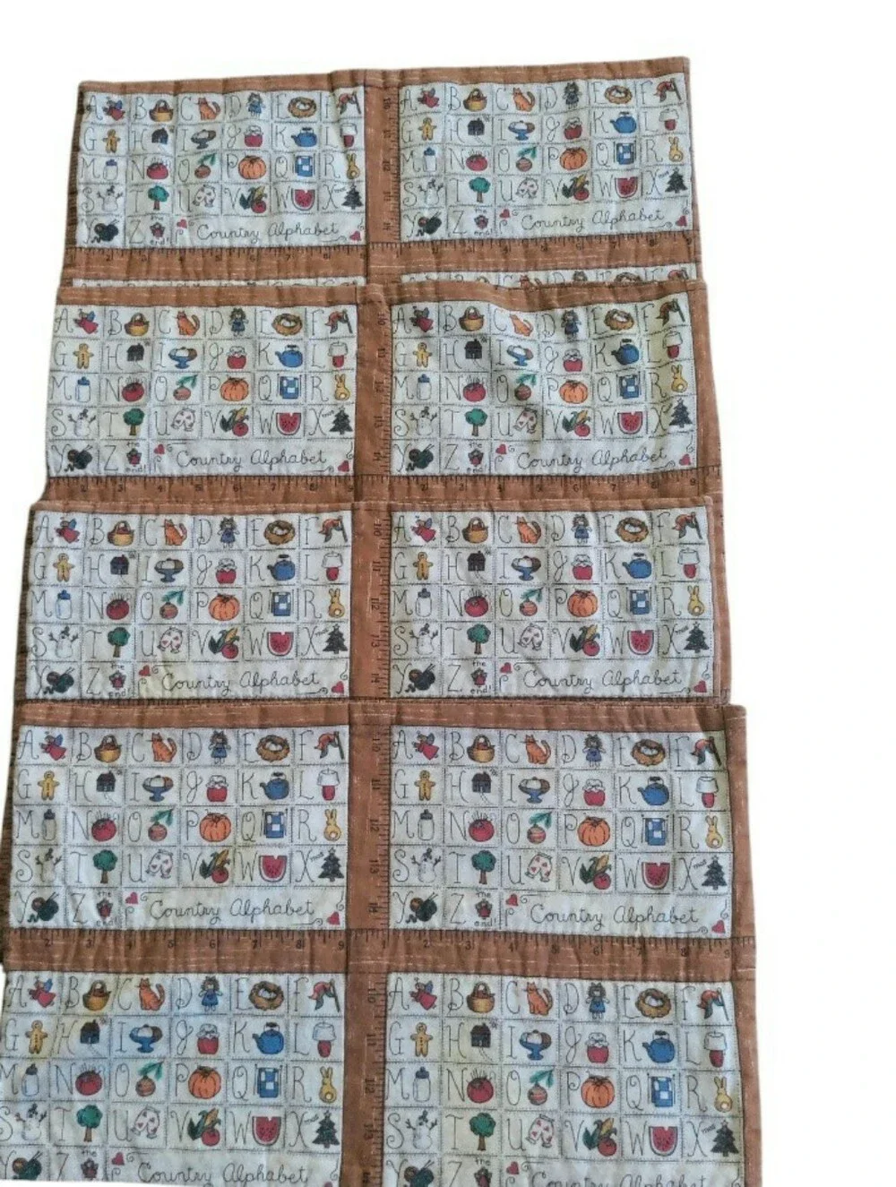 Cottagecore Handmade Country Alphabet Placemat Set Of 4 Teacher Ruler ABCs Cloth